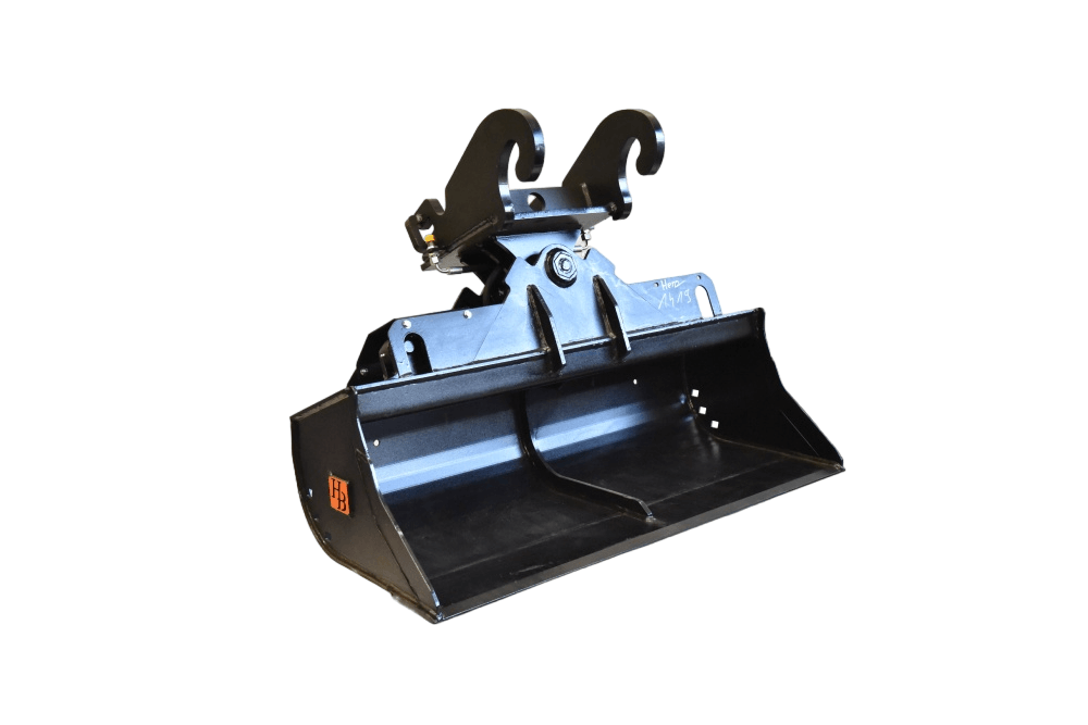 Hydraulischer Grabenräumlöffel mit CW20-Aufnahme, perfekt für präzise Grabenreinigung, Erdarbeiten und Landschaftsgestaltung, erhältlich bei Heinz Baumaschinen.