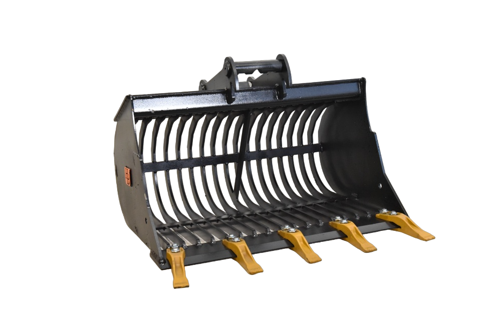 Sieblöffel MS03 für Bagger, ideal für präzise Sortierarbeiten und robuste Einsätze, erhältlich bei Heinz Baumaschinen.