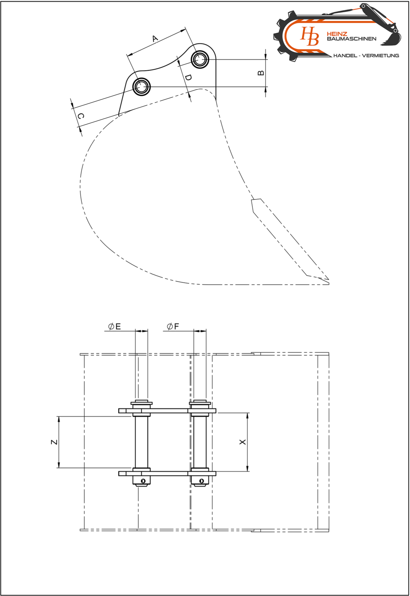 Tieflöffel mit Bolzenaufnahme KL1 | Robuster Baggerlöffel für Bauarbeiten