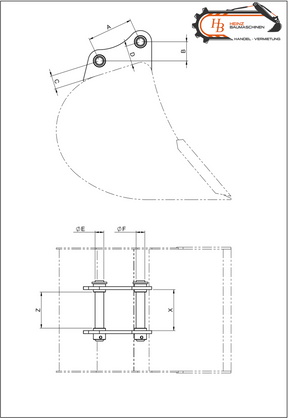 Tieflöffel mit Bolzenaufnahme KL1 | Robuster Baggerlöffel für Bauarbeiten