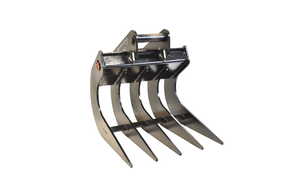 Roderechen, Wurzelrechen 600 mm 6 Zähne für Bagger MS03 – Robust & Vielseitig